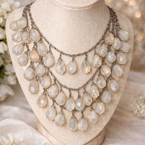 Elegant Silver and Gray Statement Necklace